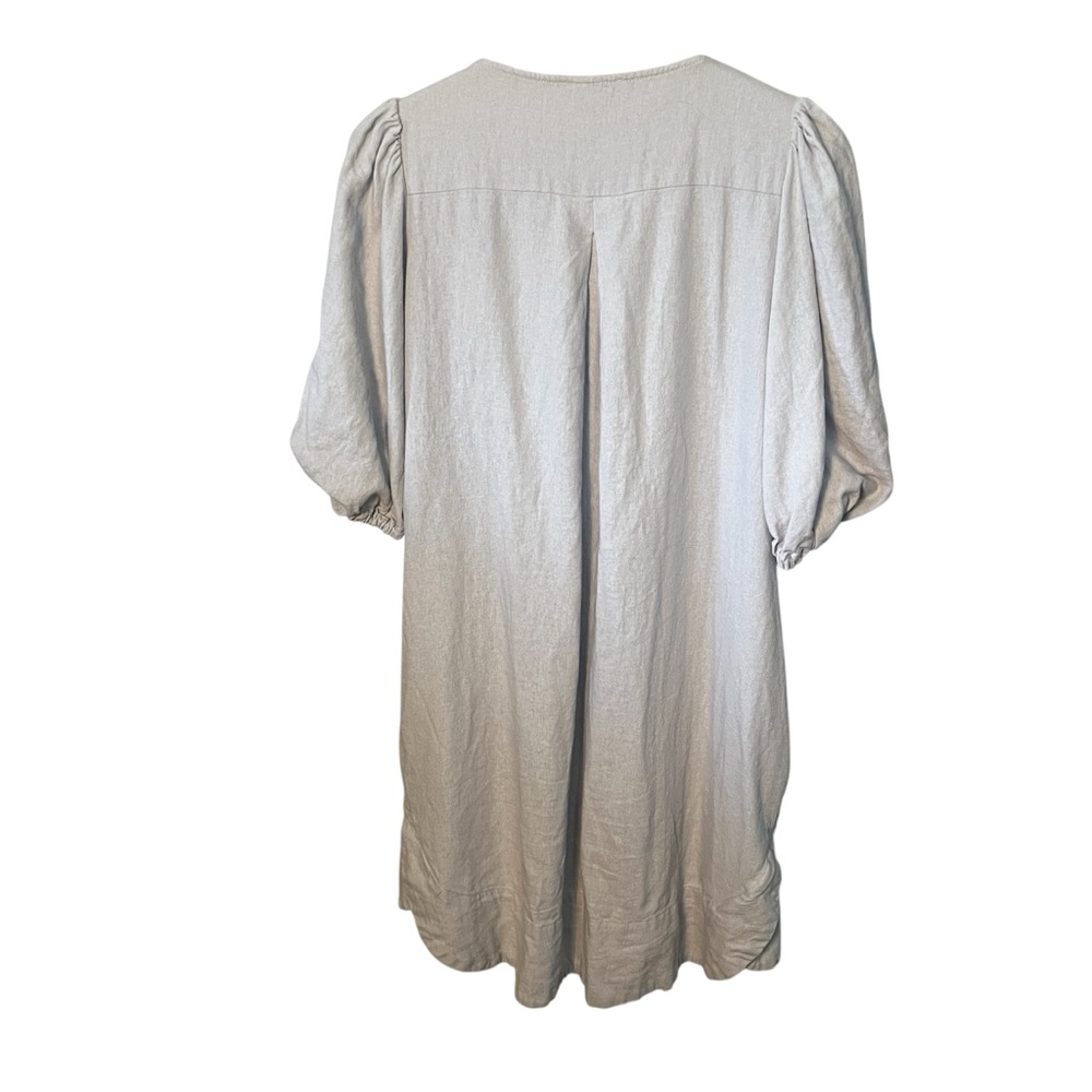 Cynthia Rowley Linen Pocket Puff Sleeve Dress SZ L - Picture 2 of 5